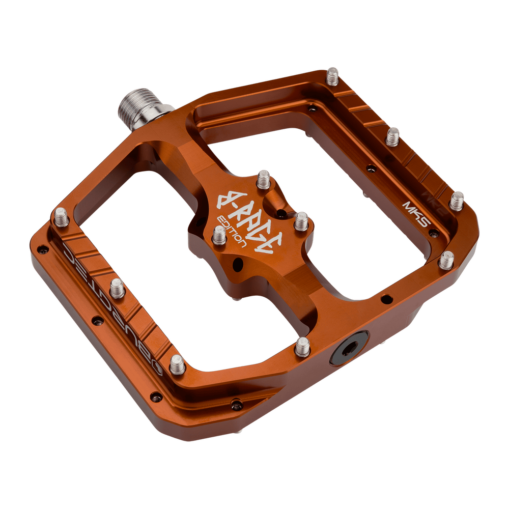 Burgtec Penthouse MK5 B-Rage Edition Steel Axle Alloy Flat Pedals - L - Kash Bronze