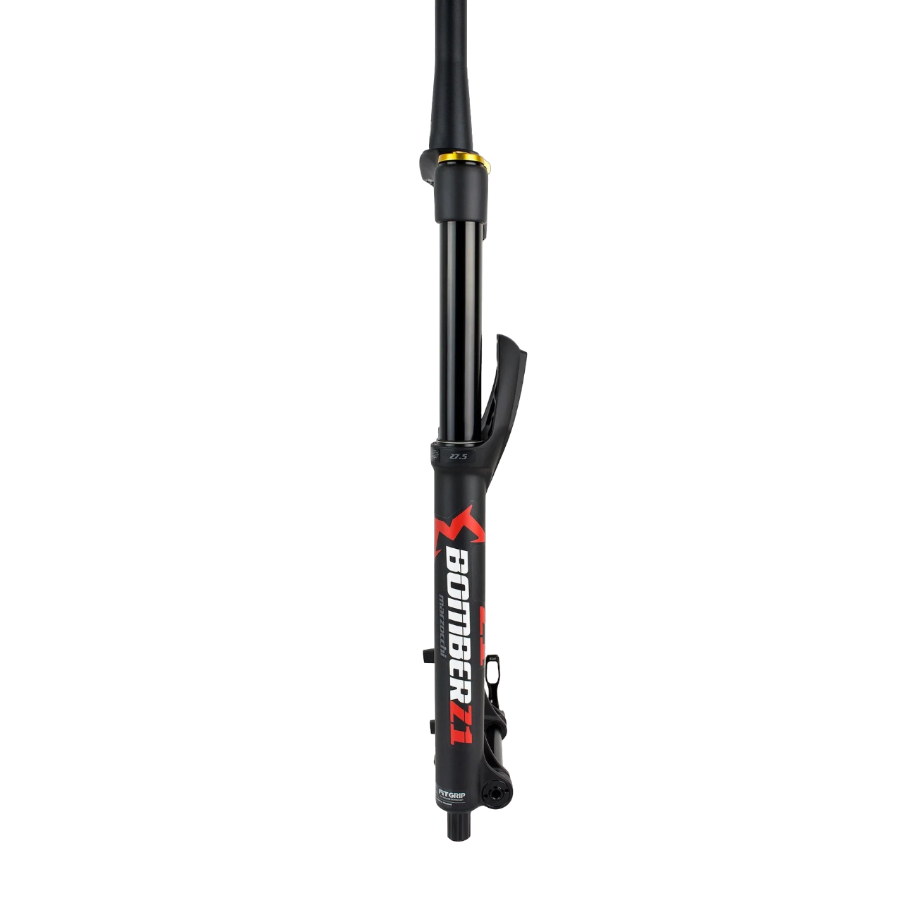 Marzocchi Bomber Z1 Coil Fork - 27.5 Inch - 1 1/8th - 1.5 Inch Tapered - 15x110mm Boost - 180mm Travel - 44mm - Grip Sweep Adj - Shiny Black - 2024