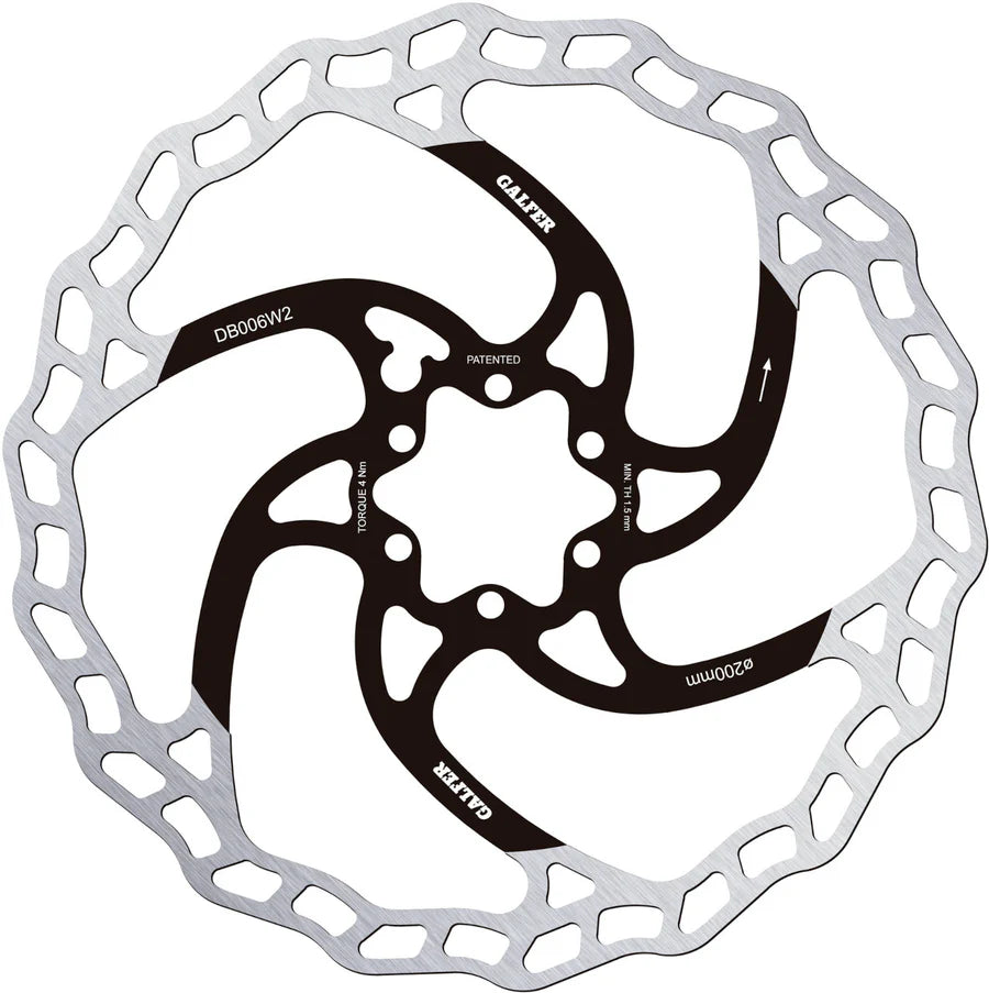 Galfer Bike Wave Fixed Disc Brake Rotor - 200mm - 6 Bolt - 2.0mm
