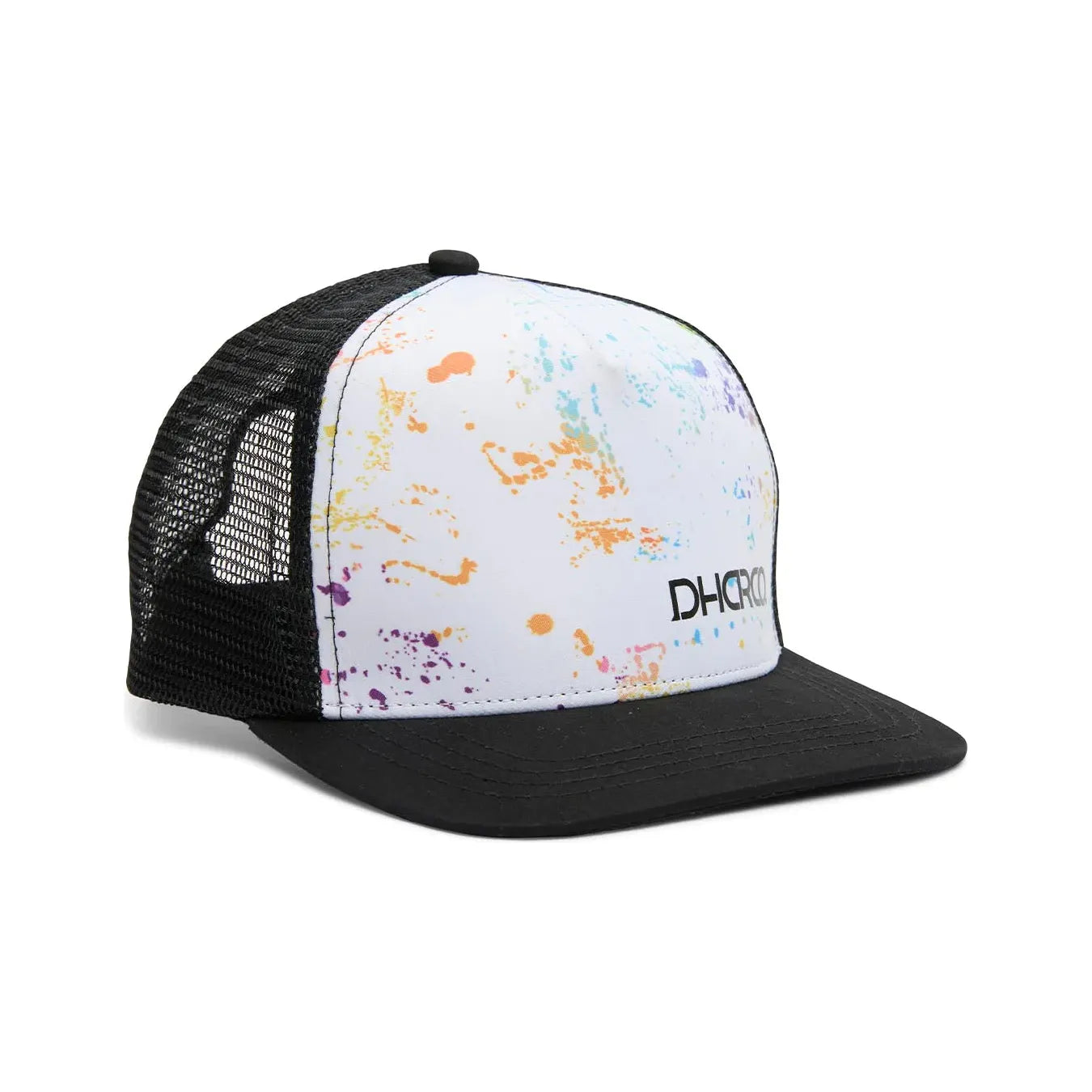 DHaRCO Kids Flat Brim Trucker Hat - Youth One Size Fits Most - Paint Splat