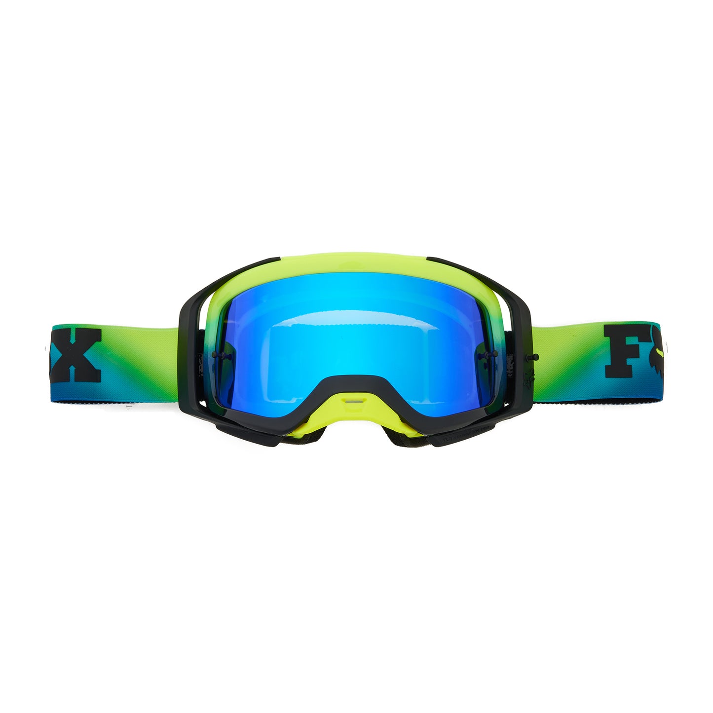 Fox Airspace Streak Goggles - One Size Fits Most -  Black - Yellow - Spark Mirror Blue Lens
