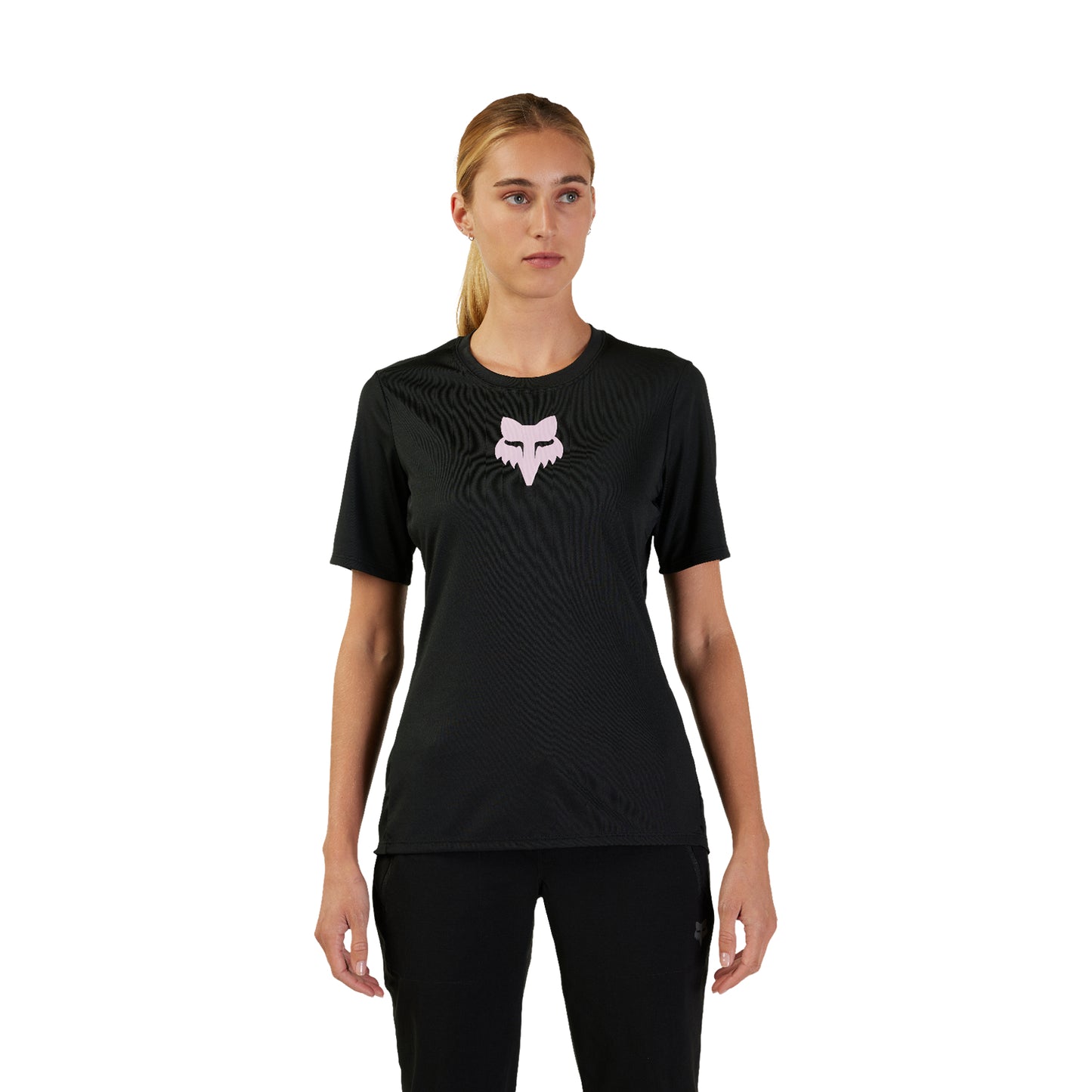 Fox Ranger Women's Short Sleeve Jersey - Women's L - Black - Solid Foxhead
