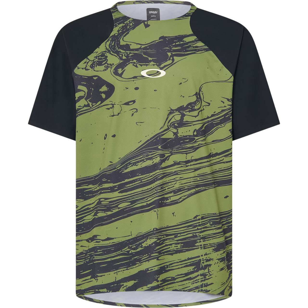 Oakley Seeker Airline Short Sleeve Jersey - S - Duality Swirl - Green - Black