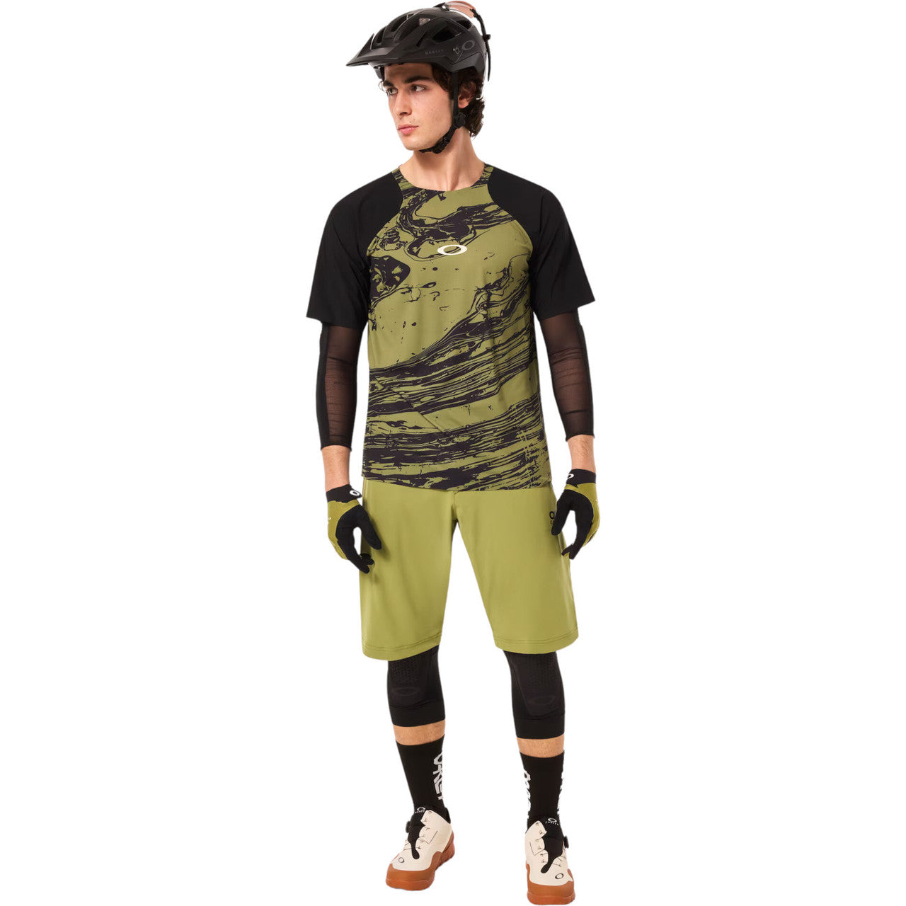 Oakley Seeker Airline Short Sleeve Jersey - S - Duality Swirl - Green - Black