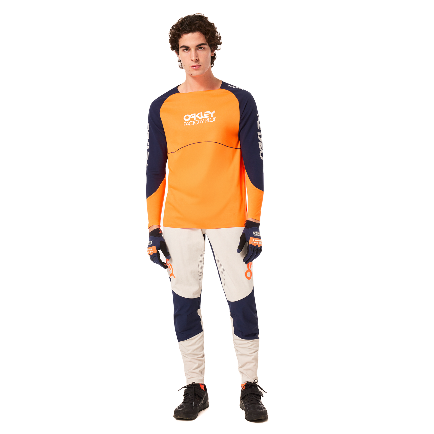 Oakley Maven Scrub Long Sleeve Jersey - M - Orange - Blue