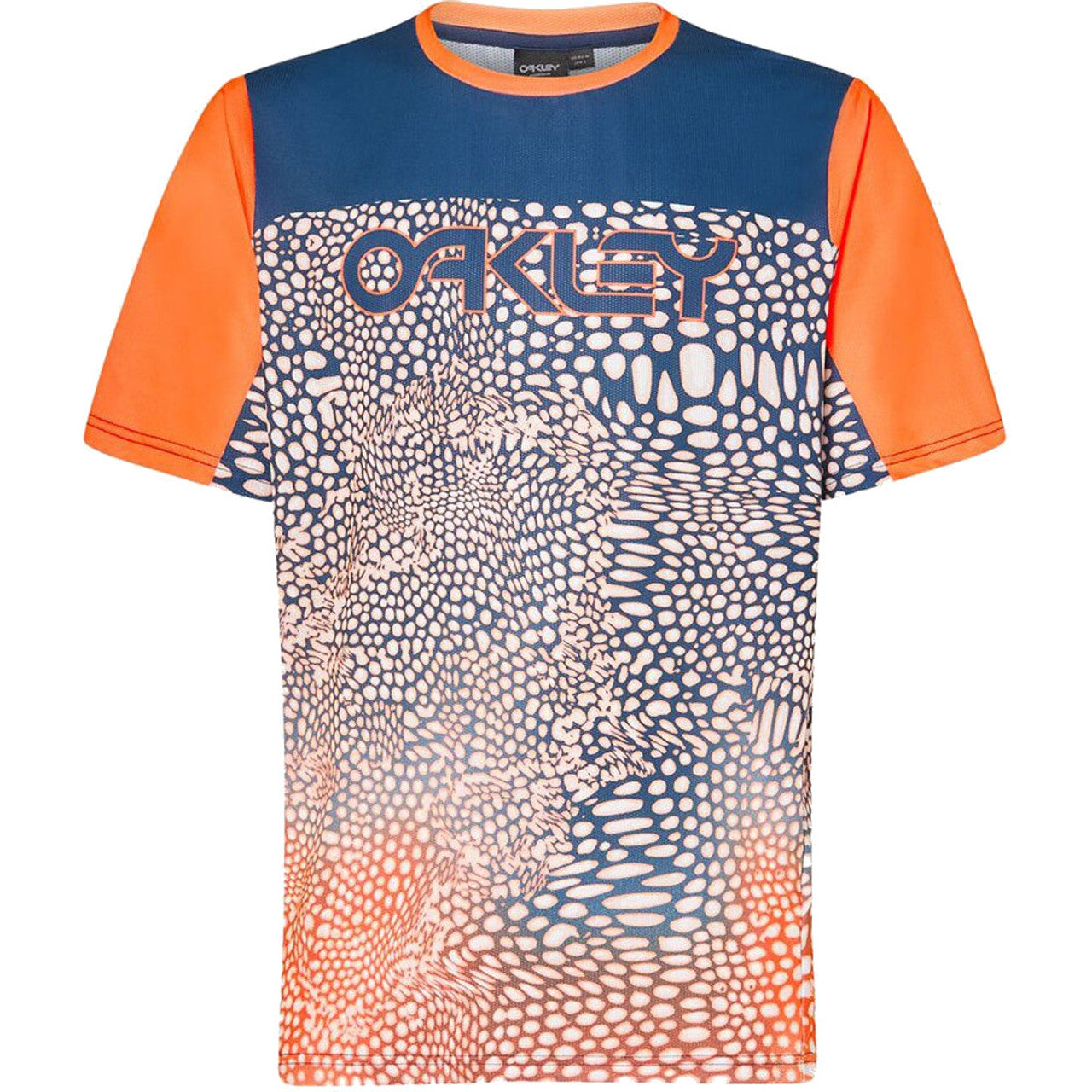 Oakley Maven Coast Short Sleeve Jersey - L - Distorted Frogskin Blue - Orange