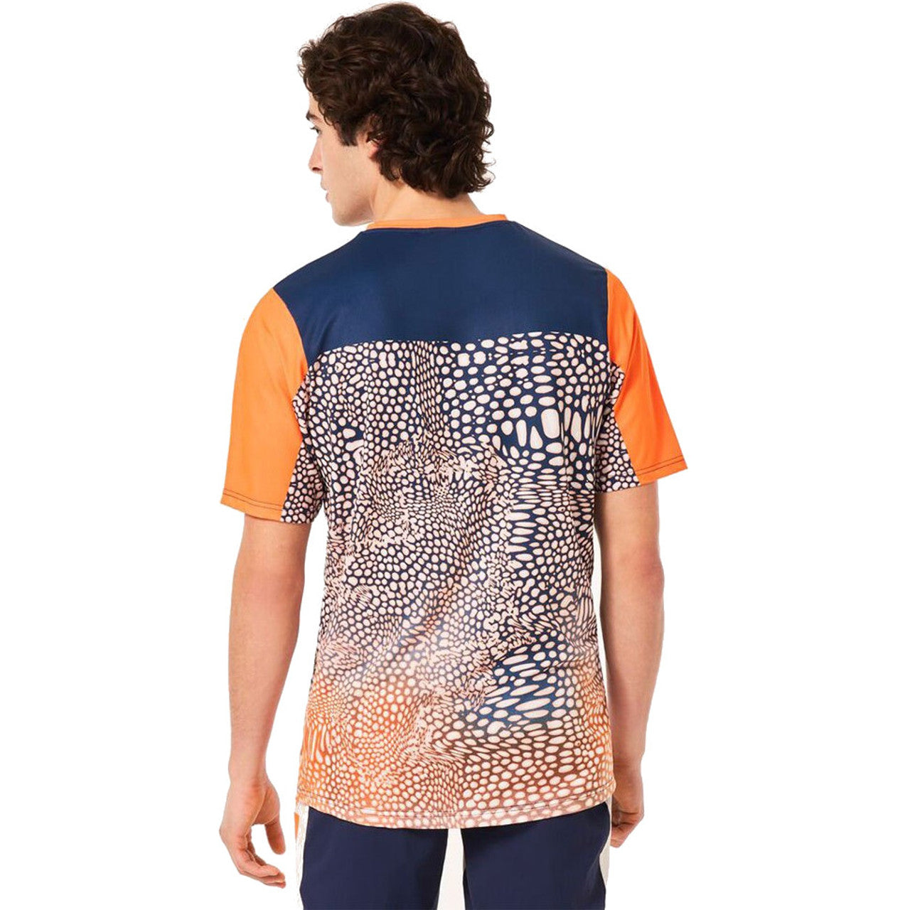 Oakley Maven Coast Short Sleeve Jersey - L - Distorted Frogskin Blue - Orange