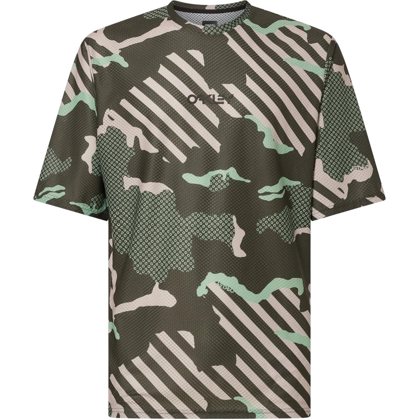 Oakley Ride Free Short Sleeve Jersey - S - Green Stripe - Grip Camo