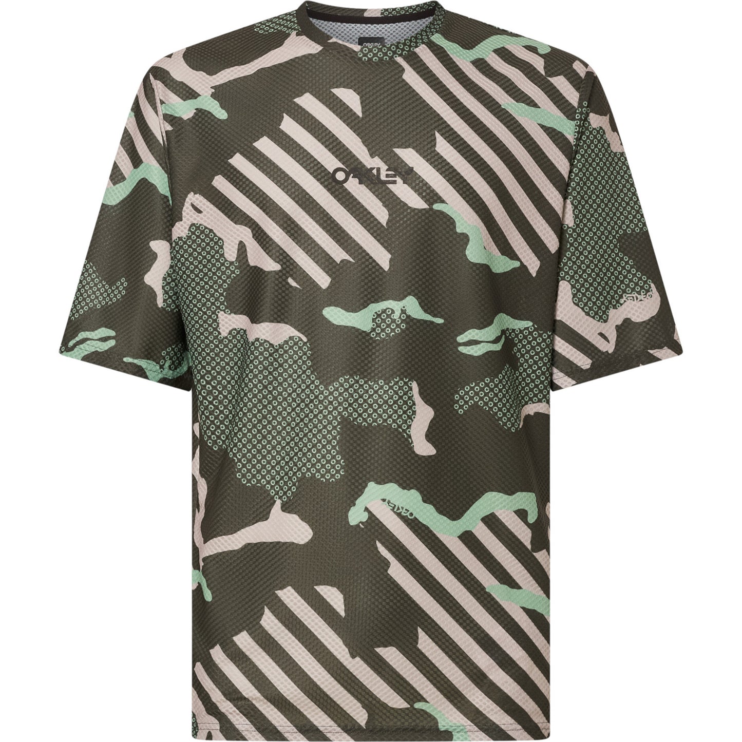 Oakley Ride Free Short Sleeve Jersey - L - Green Stripe - Grip Camo