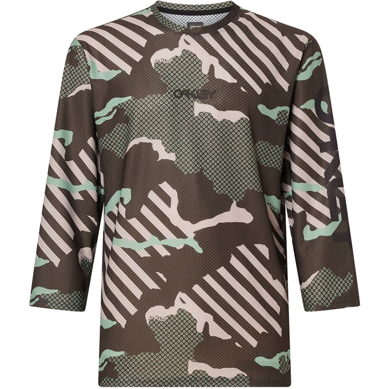 Oakley Ride Free Long Sleeve Jersey - S - Green Stripe - Grip Camo