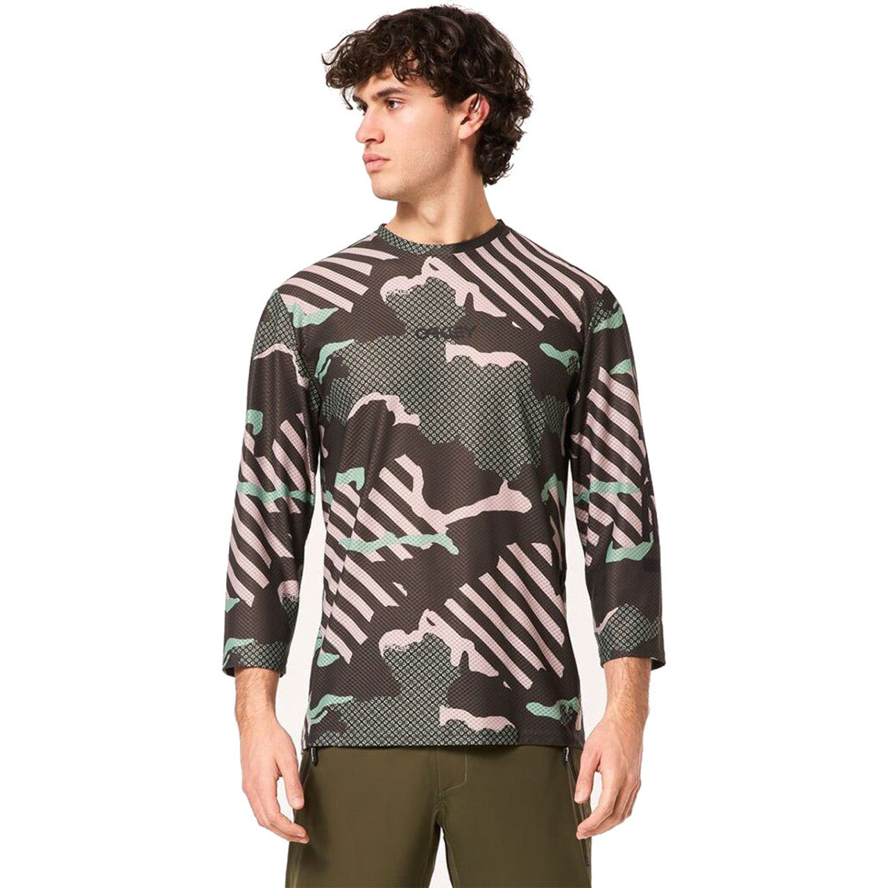 Oakley Ride Free Long Sleeve Jersey - M - Green Stripe - Grip Camo