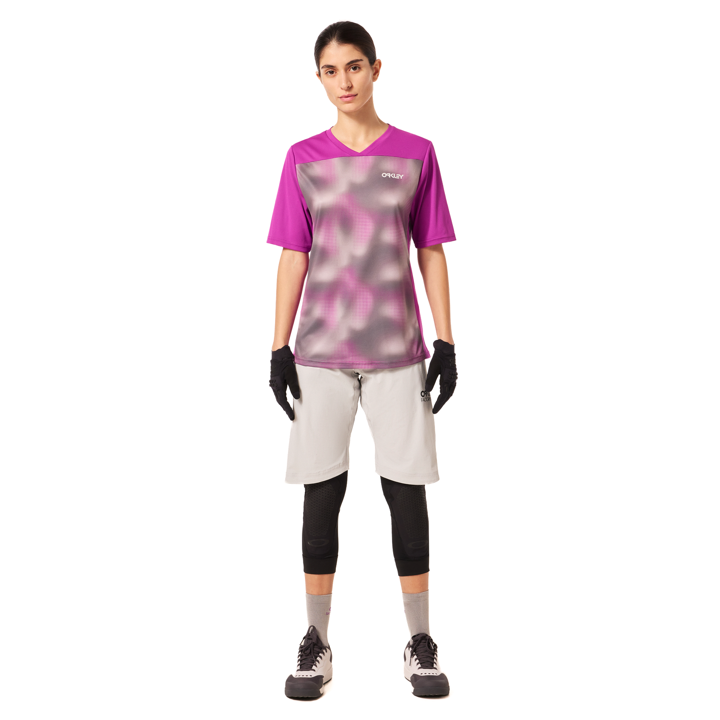 Oakley Women's Maven Coast Short Sleeve Jersey - Women's L - Organic Spots Purple
