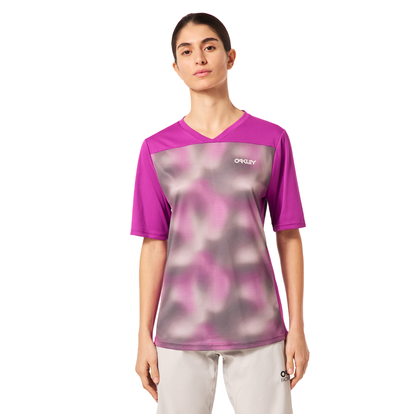 Oakley Women's Maven Coast Short Sleeve Jersey - Women's L - Organic Spots Purple
