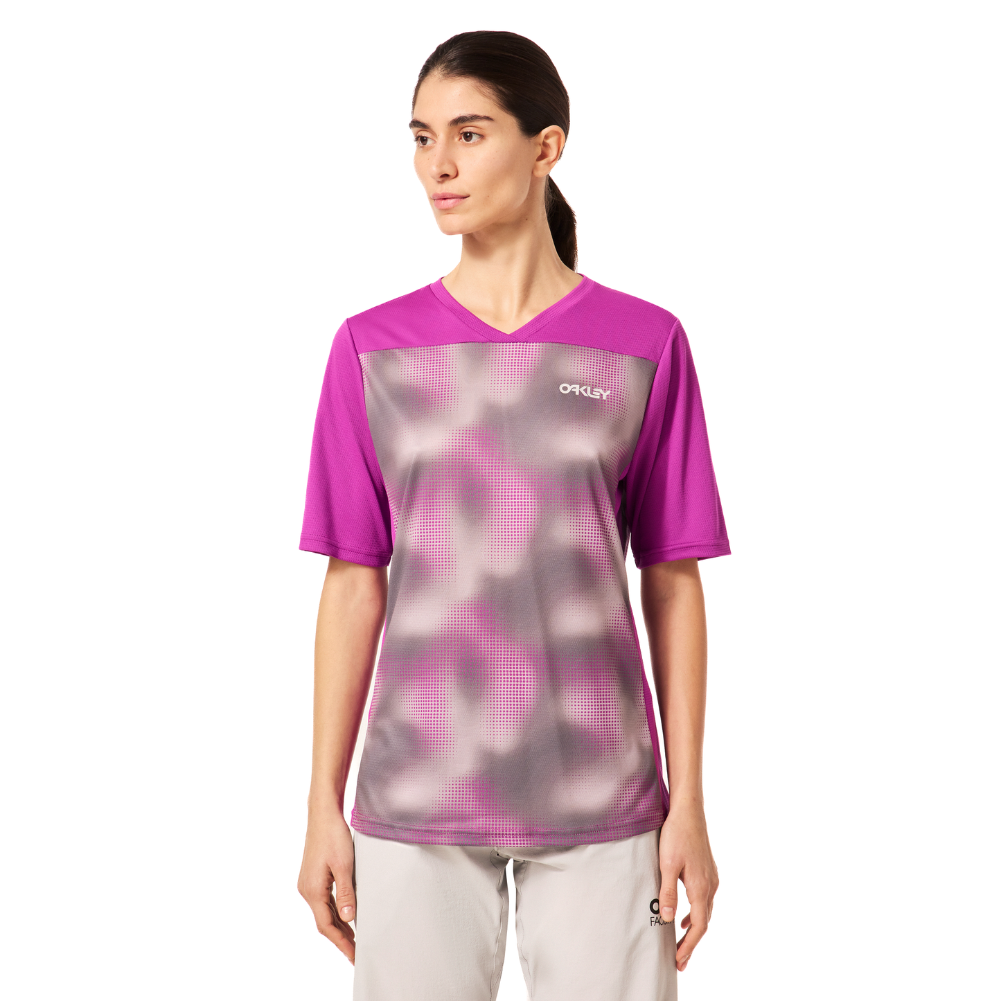 Oakley Women's Maven Coast Short Sleeve Jersey - Women's L - Organic Spots Purple