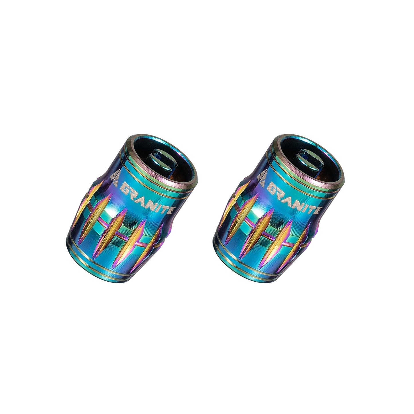 Granite Design Juicy Nipple Schrader Valve Cap Pair - Oil Slick