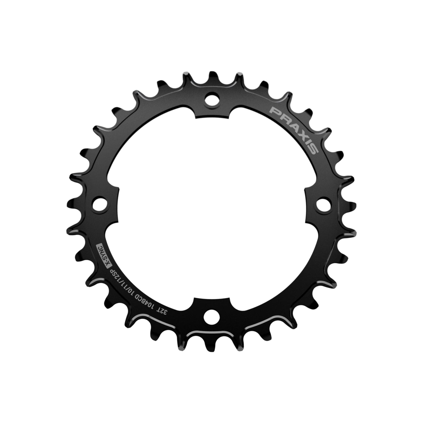 Praxis eRing Steel 4 Bolt Chainring - Four Bolt - 104 BCD - Standard Crank Chainline - Round - 34T - 10-12 Speed - Steel