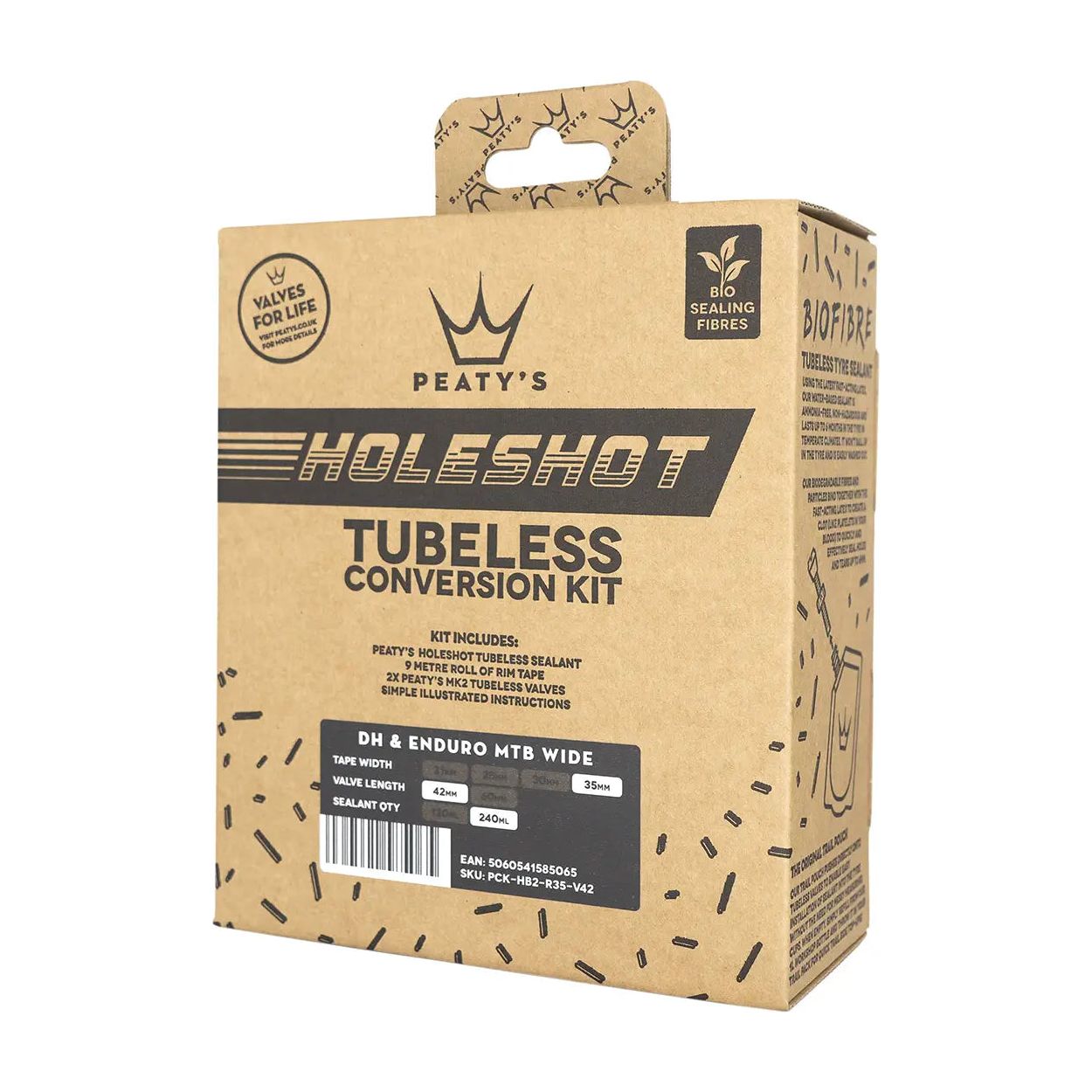 Peaty's Holeshot Tubeless Conversion Kit - 35mm Wide - Enduro / DH Wide - Valve Length 42mm