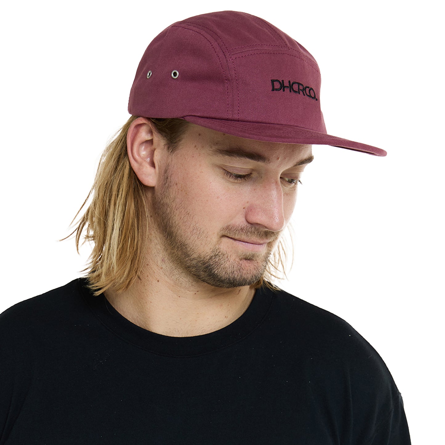 DHaRCO 5 Panel Cotton Snapback Hat - One Size Fits Most - Sangria