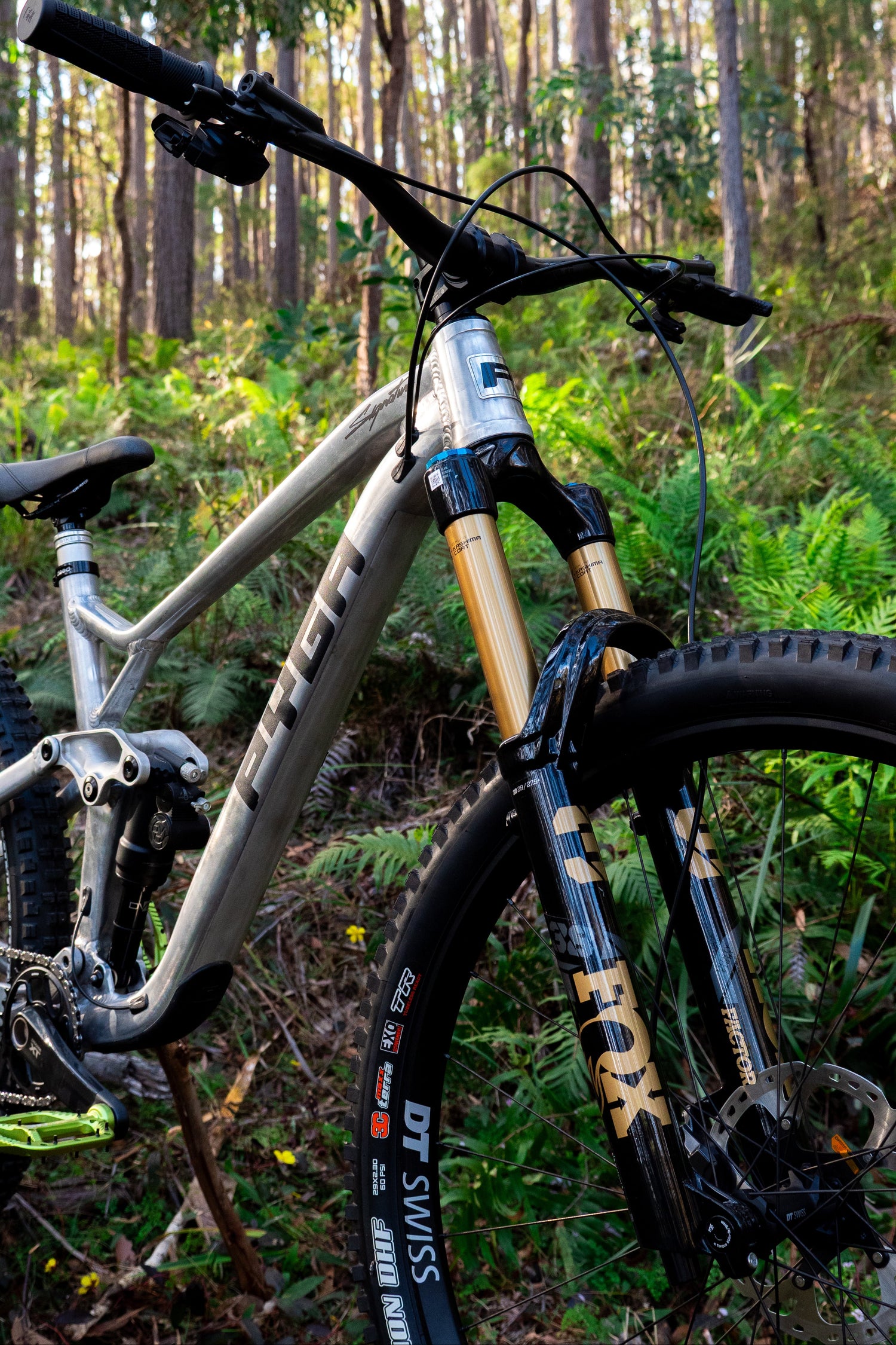 Mountain bike in a forest setting
