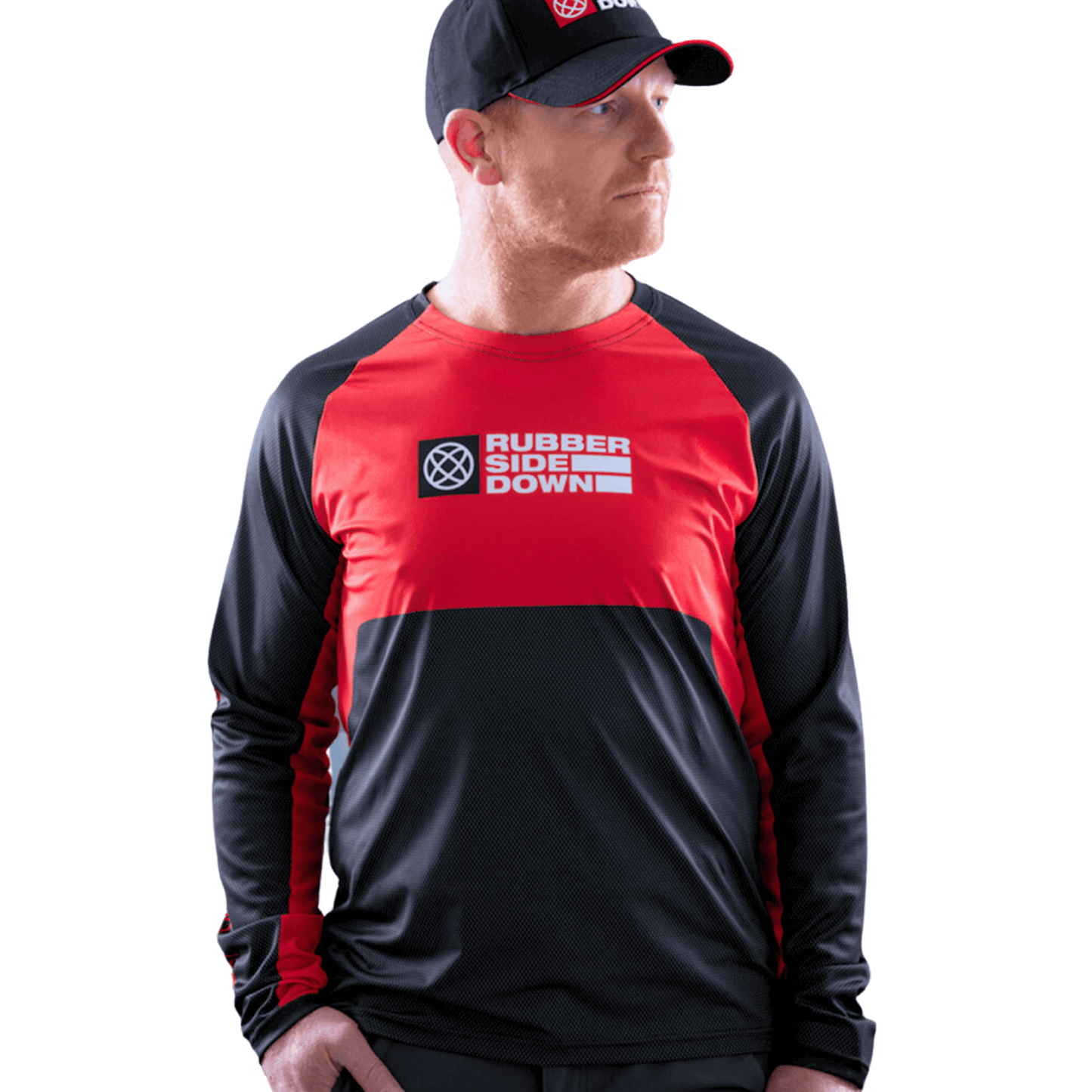 Rubber Side Down His RSD Signature Long Sleeve Jersey - M - Signature Red - Black