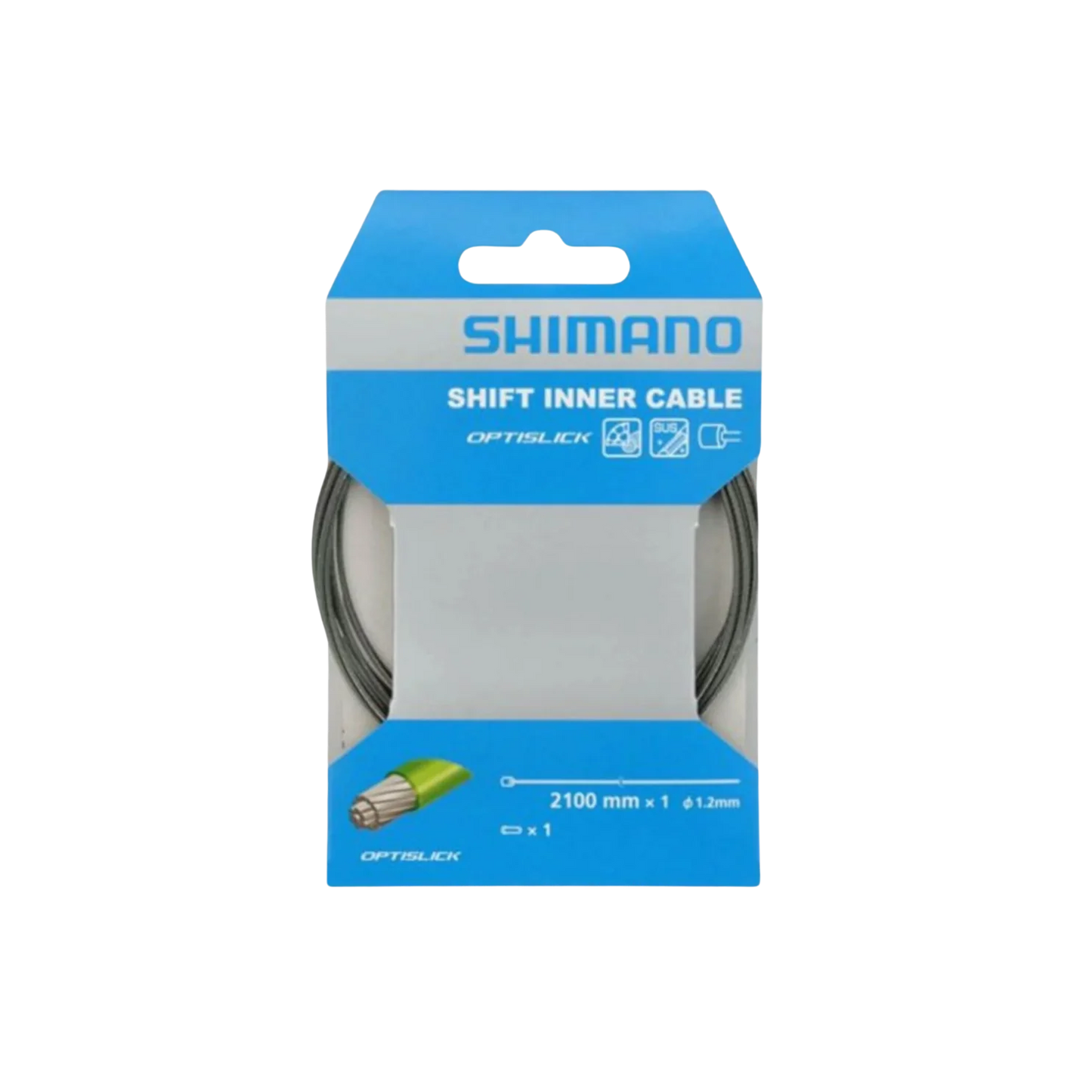 Shimano OPTISLICK shift inner cables 1.2 x 2100mm with inner end cap SL-M8000 / ST-5800. 50pcs - Grey