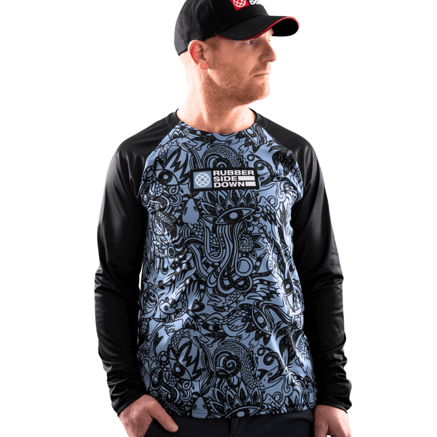 Rubber Side Down His Sidewinder Long Sleeve Jersey - 2XL - Storm Blue