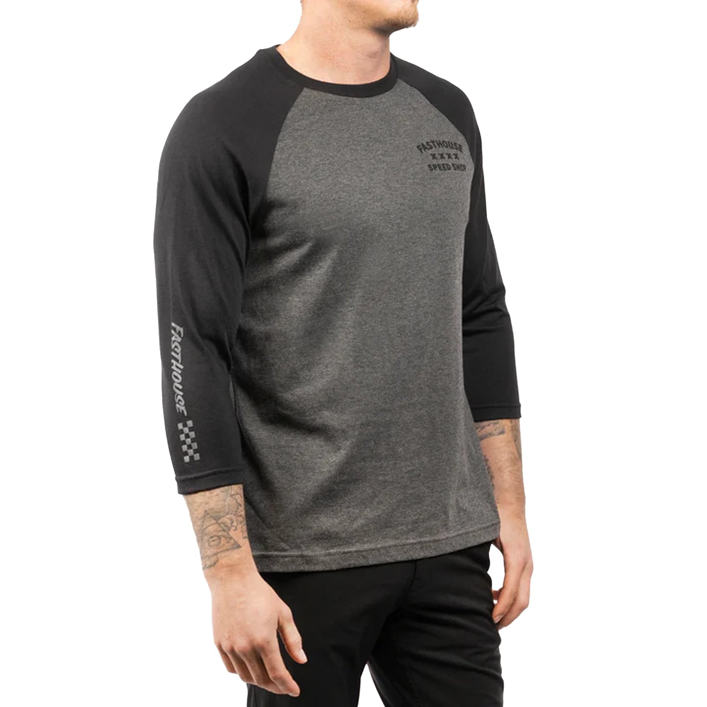 Fasthouse Swift Raglan Tech Tee - XL - Black - Heather Grey