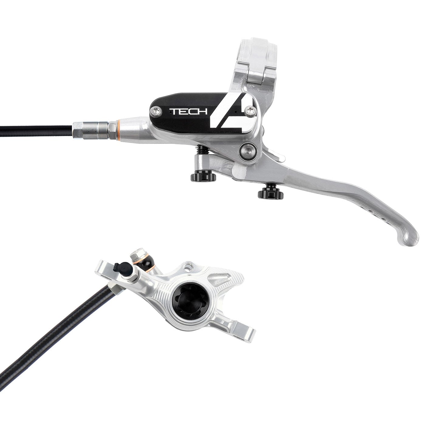 Hope Tech 4 X2 Disc Brake - Rear - Left Lever - 1720mm - Silver - Black