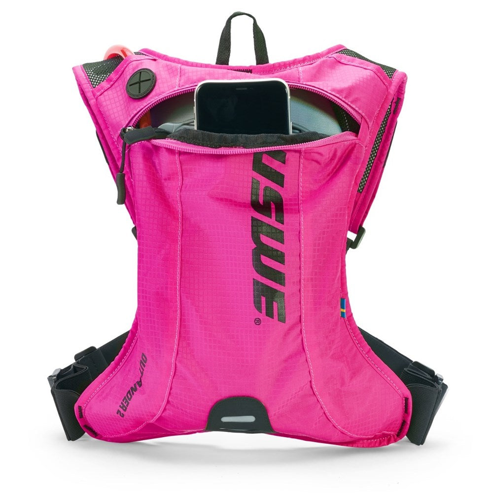 USWE Outlander 2L Hydration Pack - 2L Pack - 1.5L Bladder - Race Pink