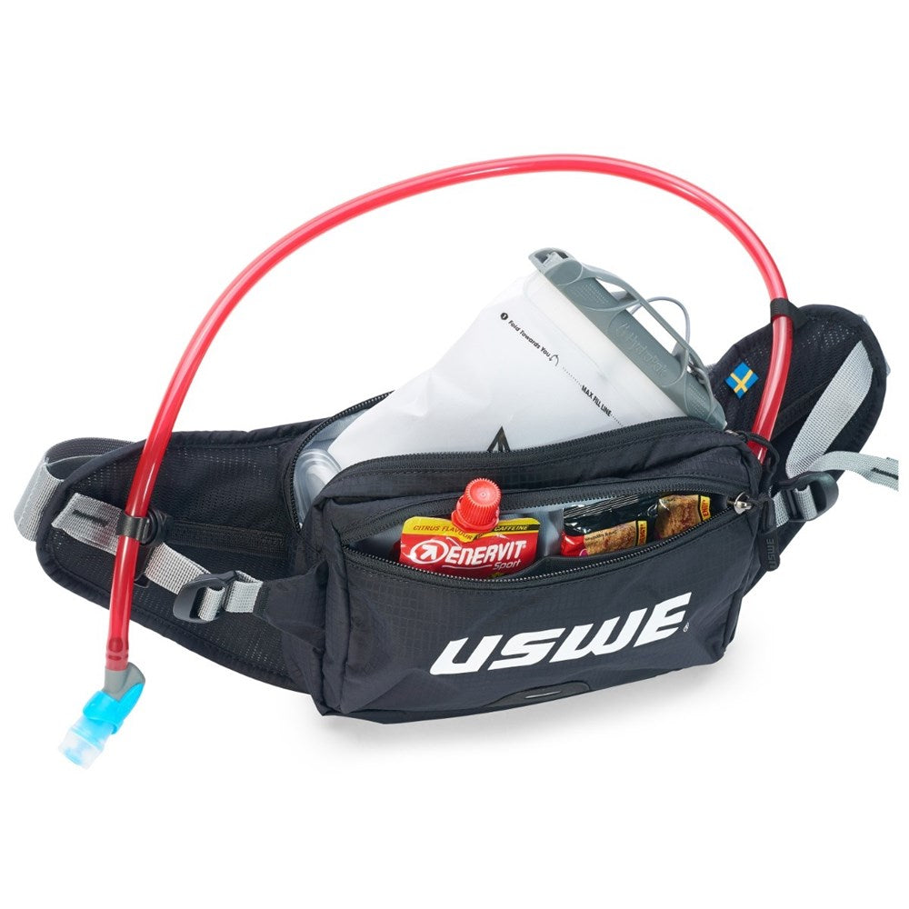 USWE Zulo 2L Hip Pack - Black - 2L Pack - 1L Bladder