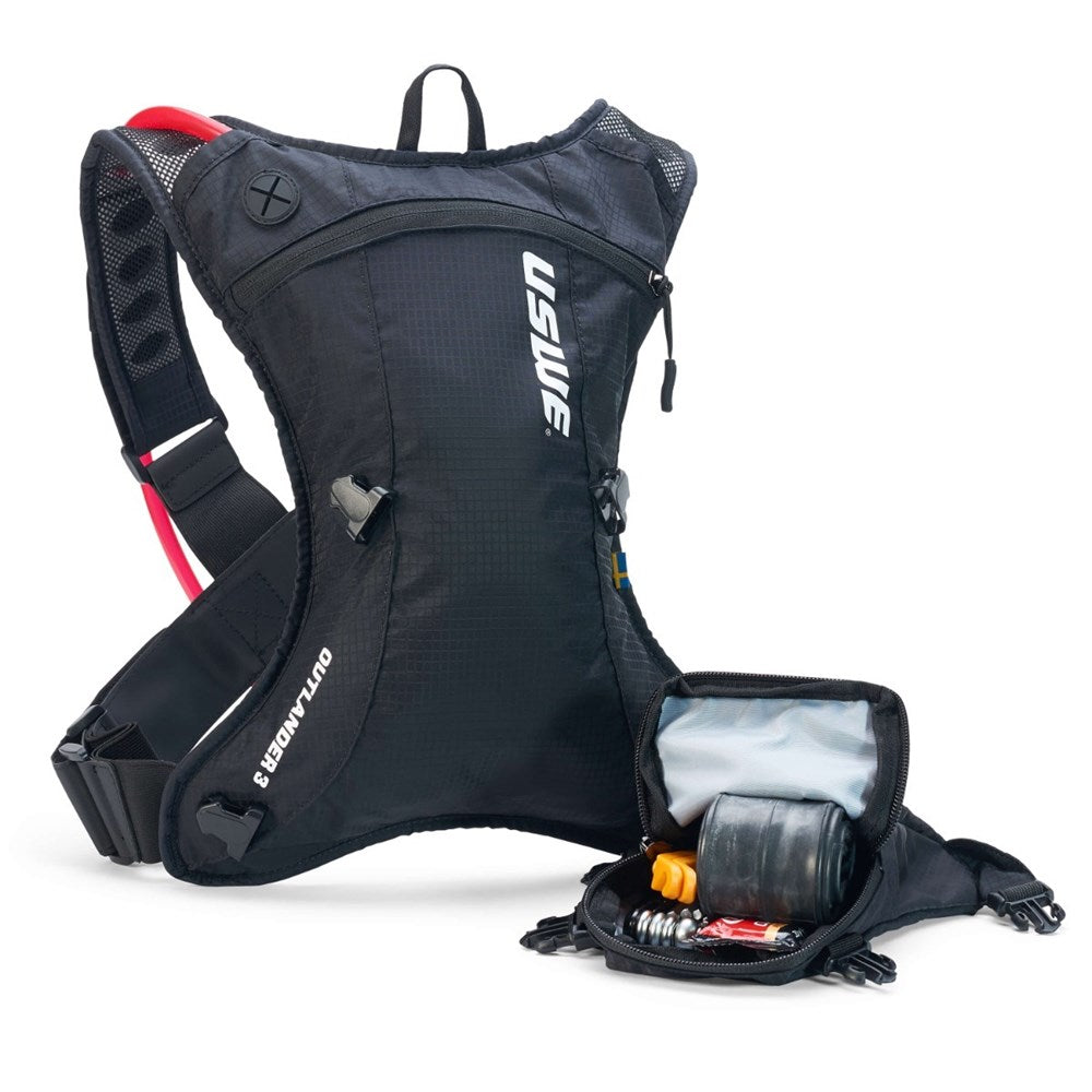 USWE Outlander 3L Hydration Pack - 3L Pack - 1.5L Bladder - Carbon Black