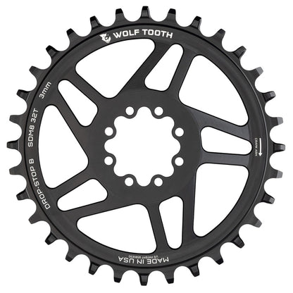 Wolf Tooth Direct Mount Drop-Stop Chainring - Direct Mount - SRAM - 8-Bolt - 3mm Boost - Round - 32T - 9-12 Speed - Black - Alloy