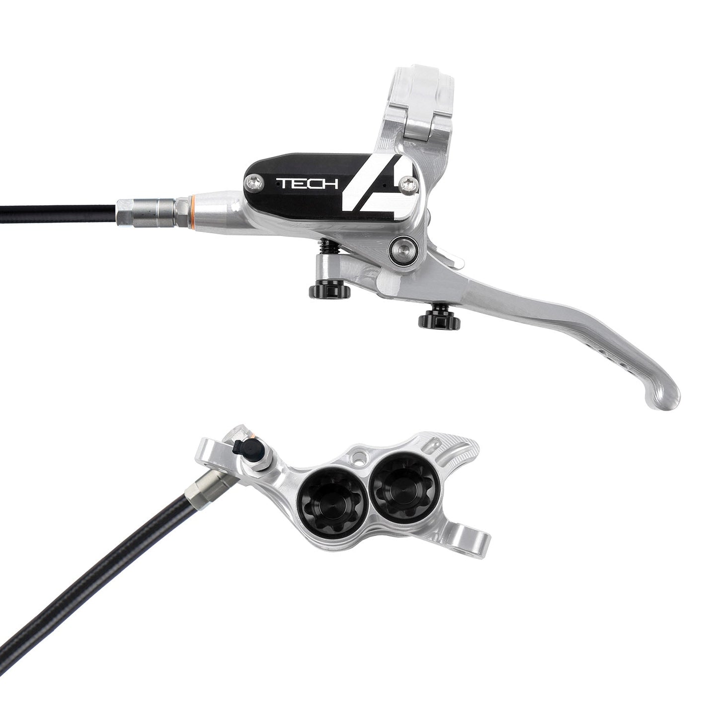 Hope Tech 4 E4 Disc Brake - Front - Right Lever - 940mm - Silver - Black