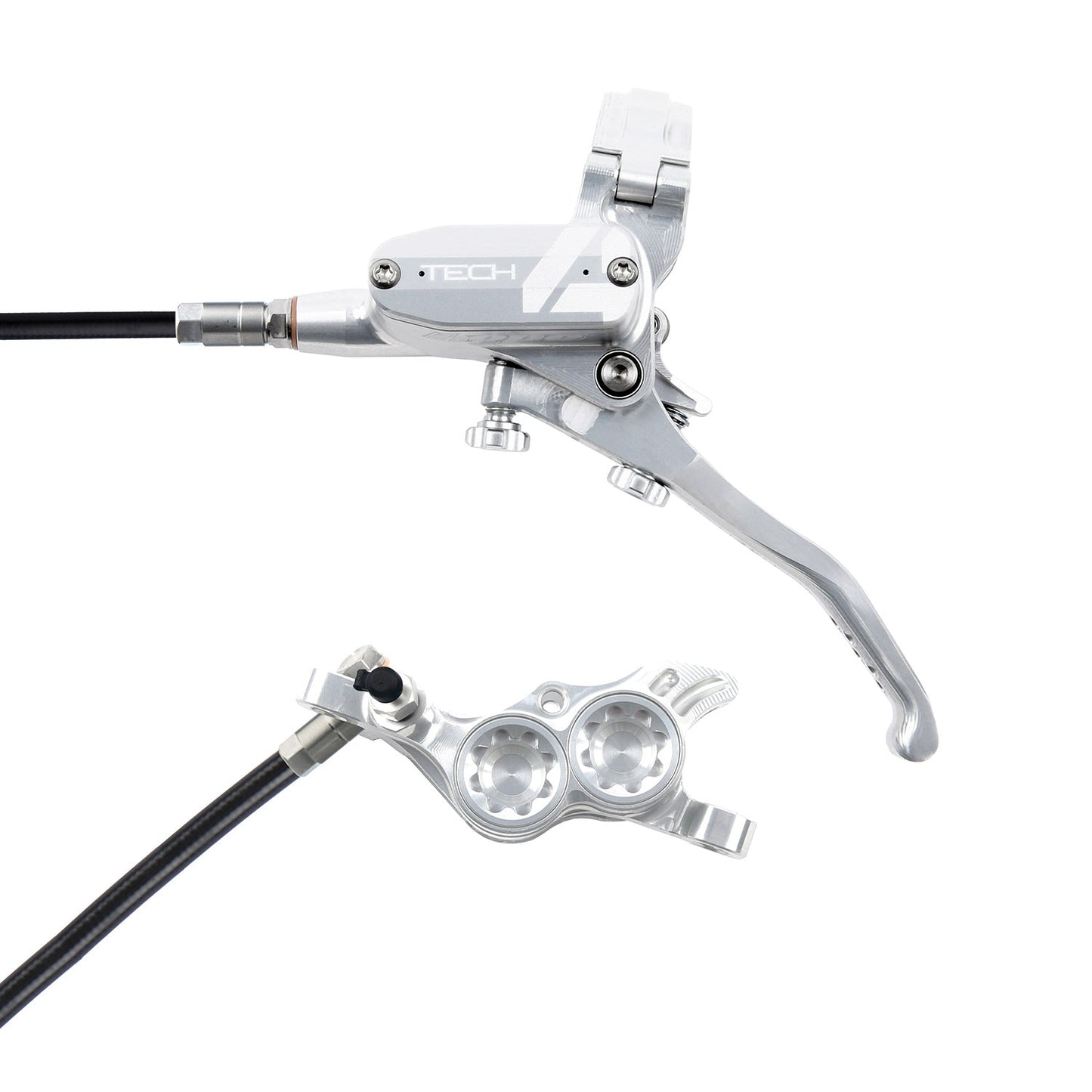 Hope Tech 4 E4 Disc Brake - Silver - Silver - Front - Right Lever - 940mm