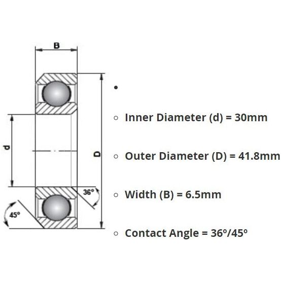Cane Creek Hellbender Lite Headset Bearing - 30mm - 41.8mm - 6.5mm - 36/45 - Image 2