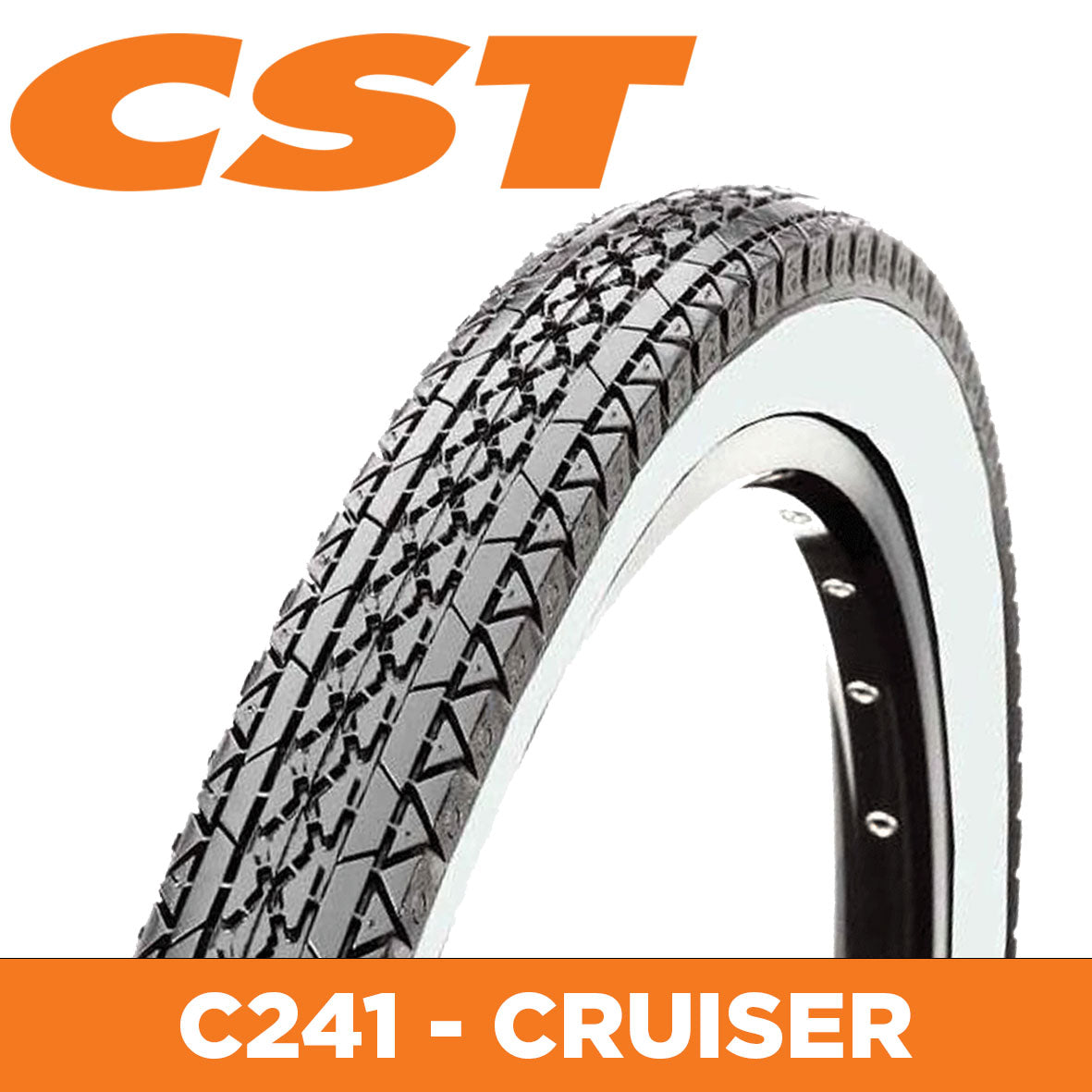 CST Tyre Cruiser Tread C241 - 26 x 2.125 - White Wall - Image 1