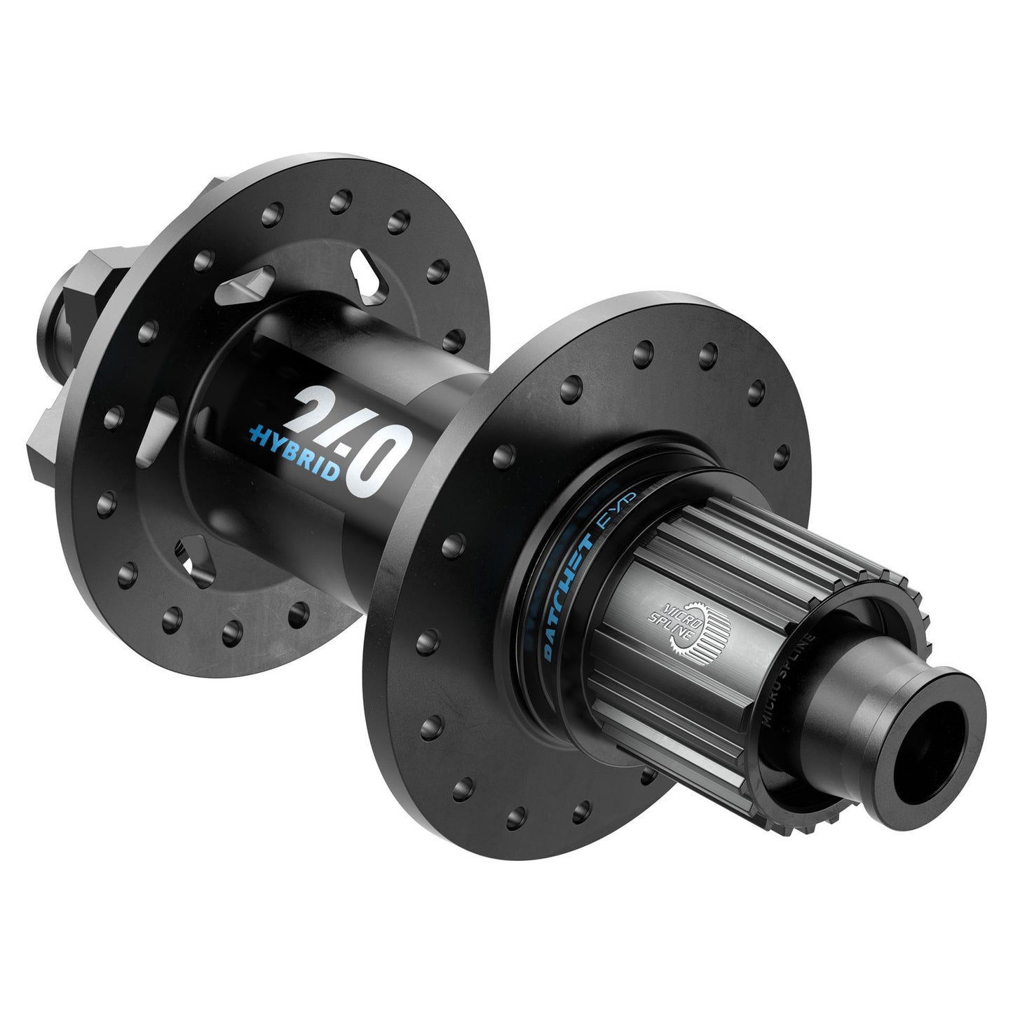 DT Swiss 240 Hybrid Rear Hub - Rear - 12x148mm Boost - Shimano MicroSpline - 6 Bolt - 32 Hole - J-Bend - Black - Hybrid OS- SS12- Ratchet EXP OS - Image 1