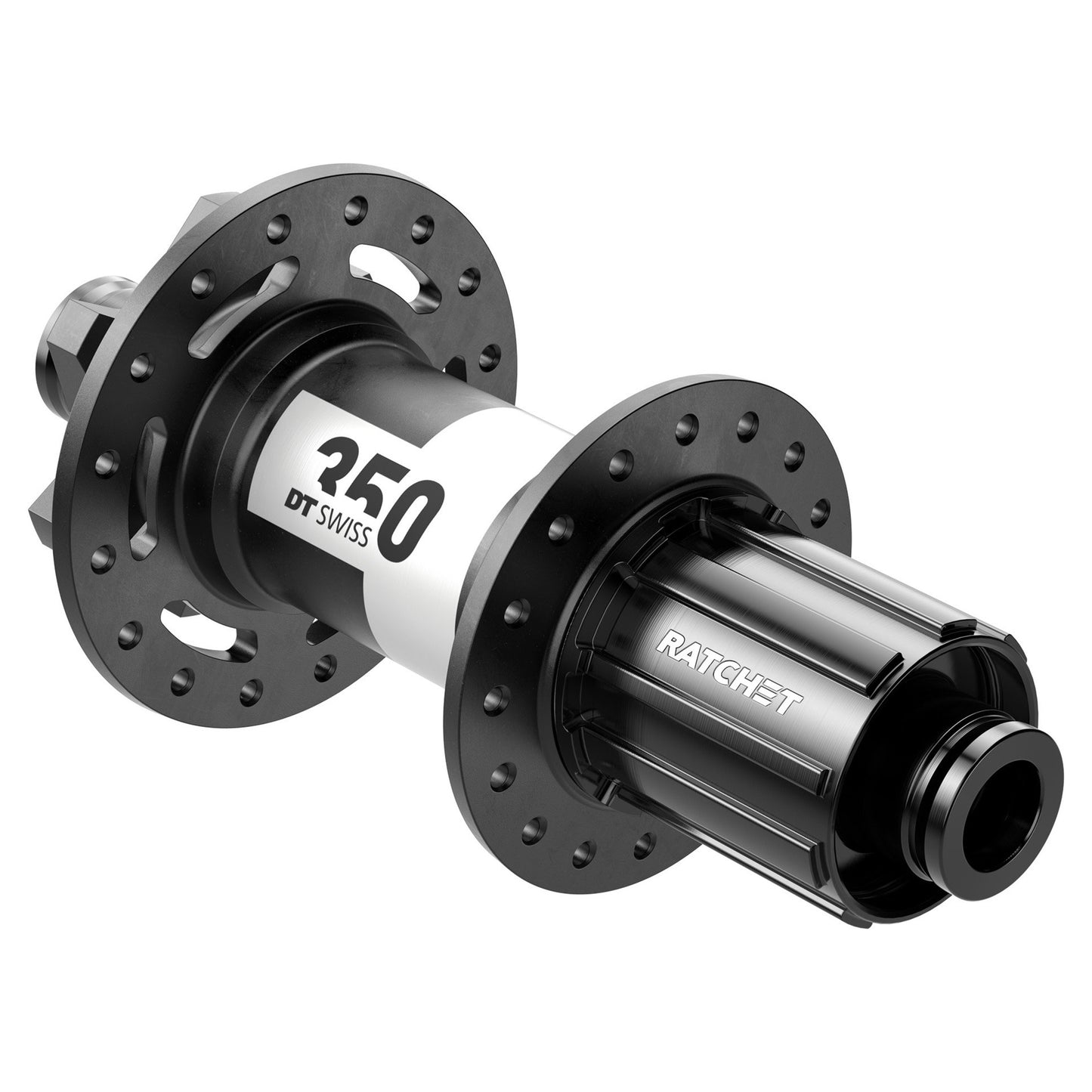 DT Swiss 350 Rear Hub - Rear - 12x142mm - Shimano HG - 6 Bolt - 32 Hole - J-Bend - Black - Image 1