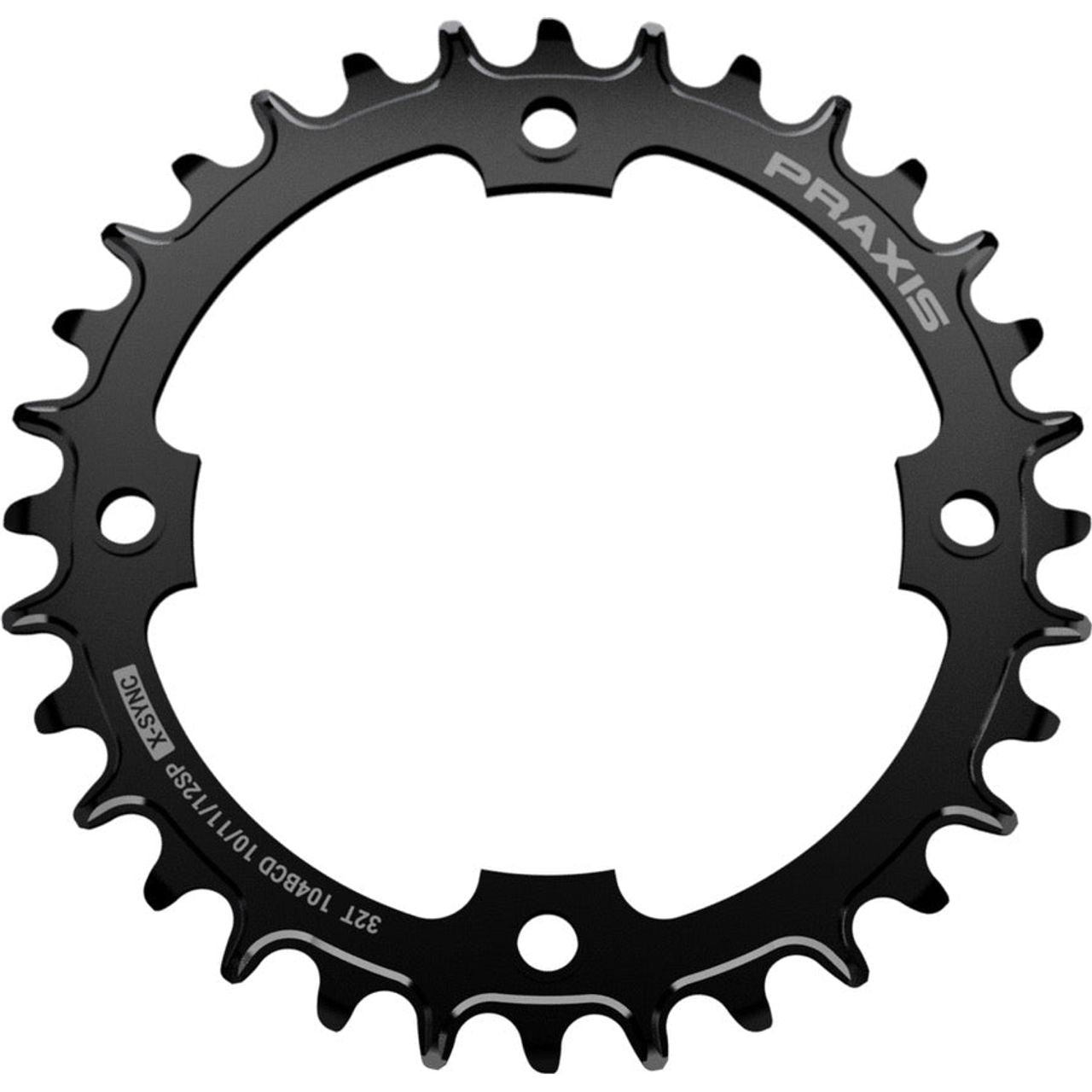 Praxis eRing Steel 4 Bolt Chainring - Four Bolt - 104 BCD - Standard Crank Chainline - Round - 32T - 10-12 Speed - Steel