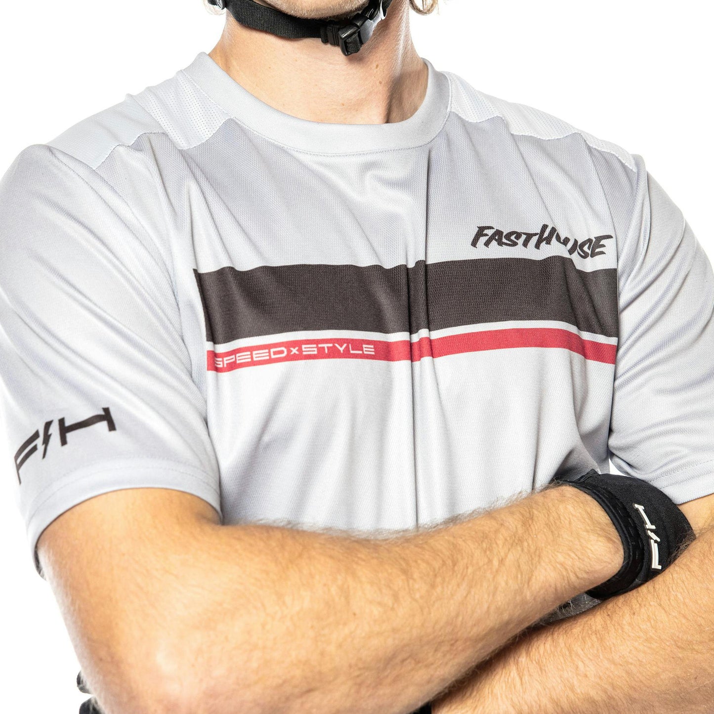 Fasthouse Impakt Cosmos Short Sleeve Jersey - L - Light Grey - Image 4