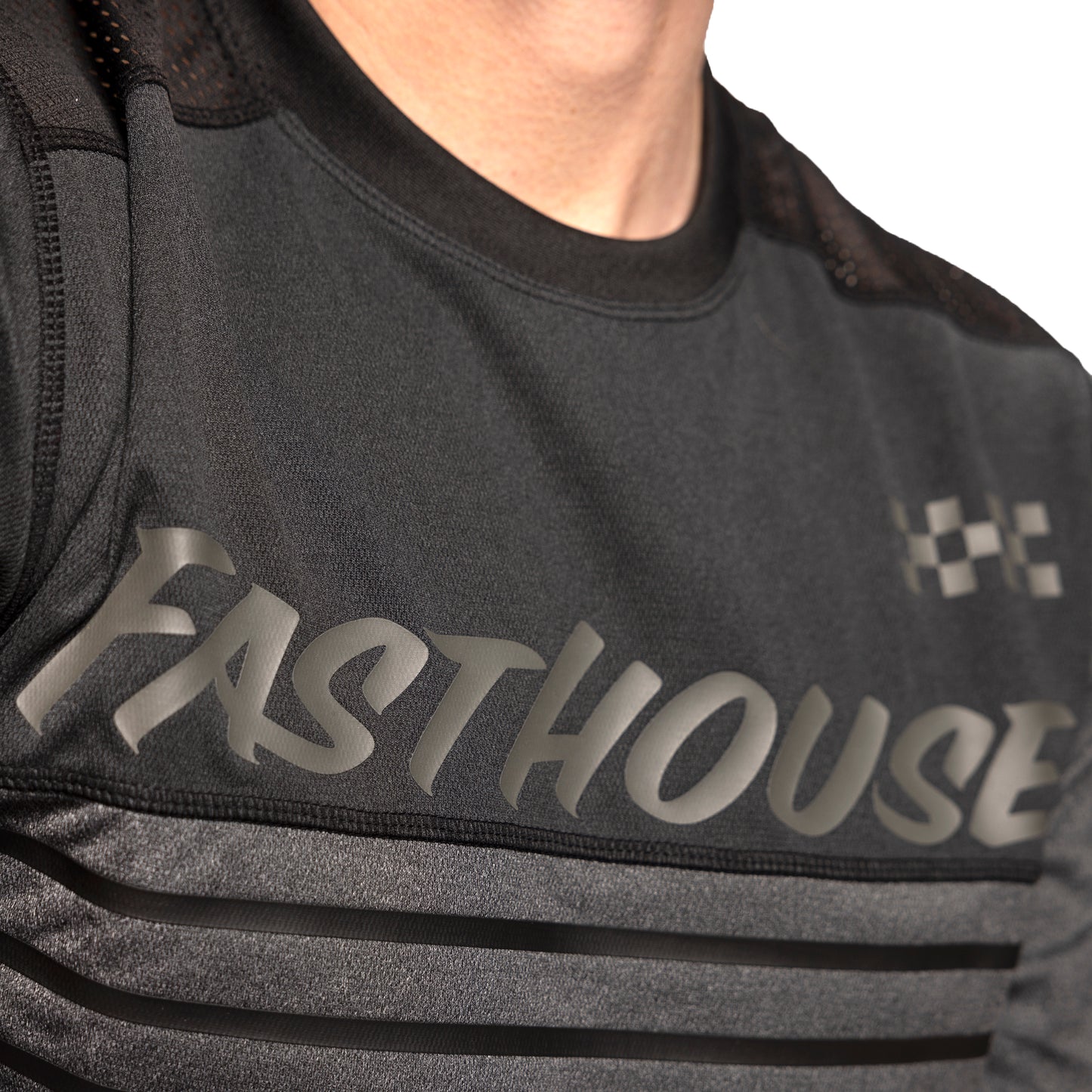 Fasthouse Classic Mercury Long Sleeve Jersey - M - Black Heather - Charcoal Heather - Image 3