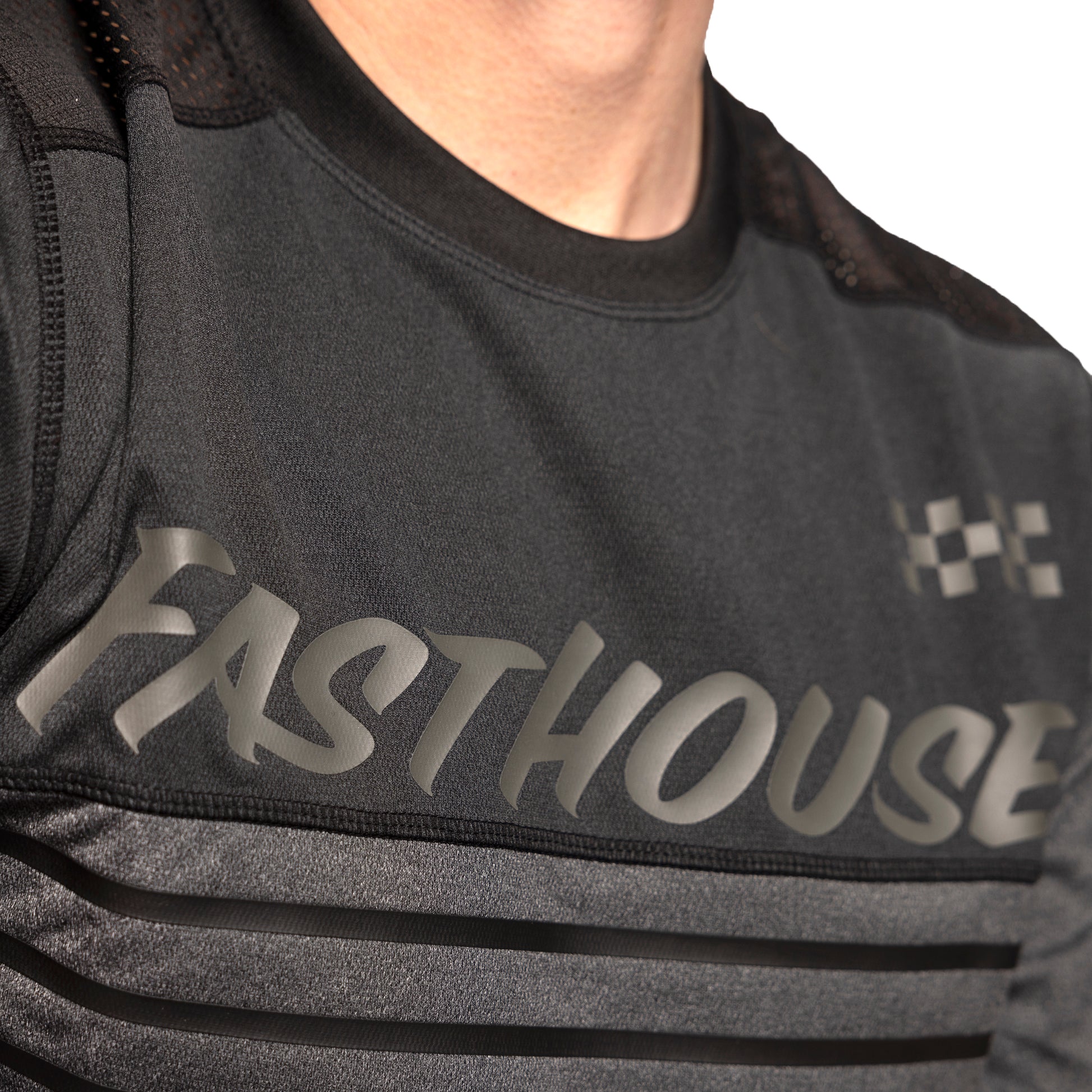 Fasthouse Classic Mercury Long Sleeve Jersey - S - Black Heather - Charcoal Heather - Image 3
