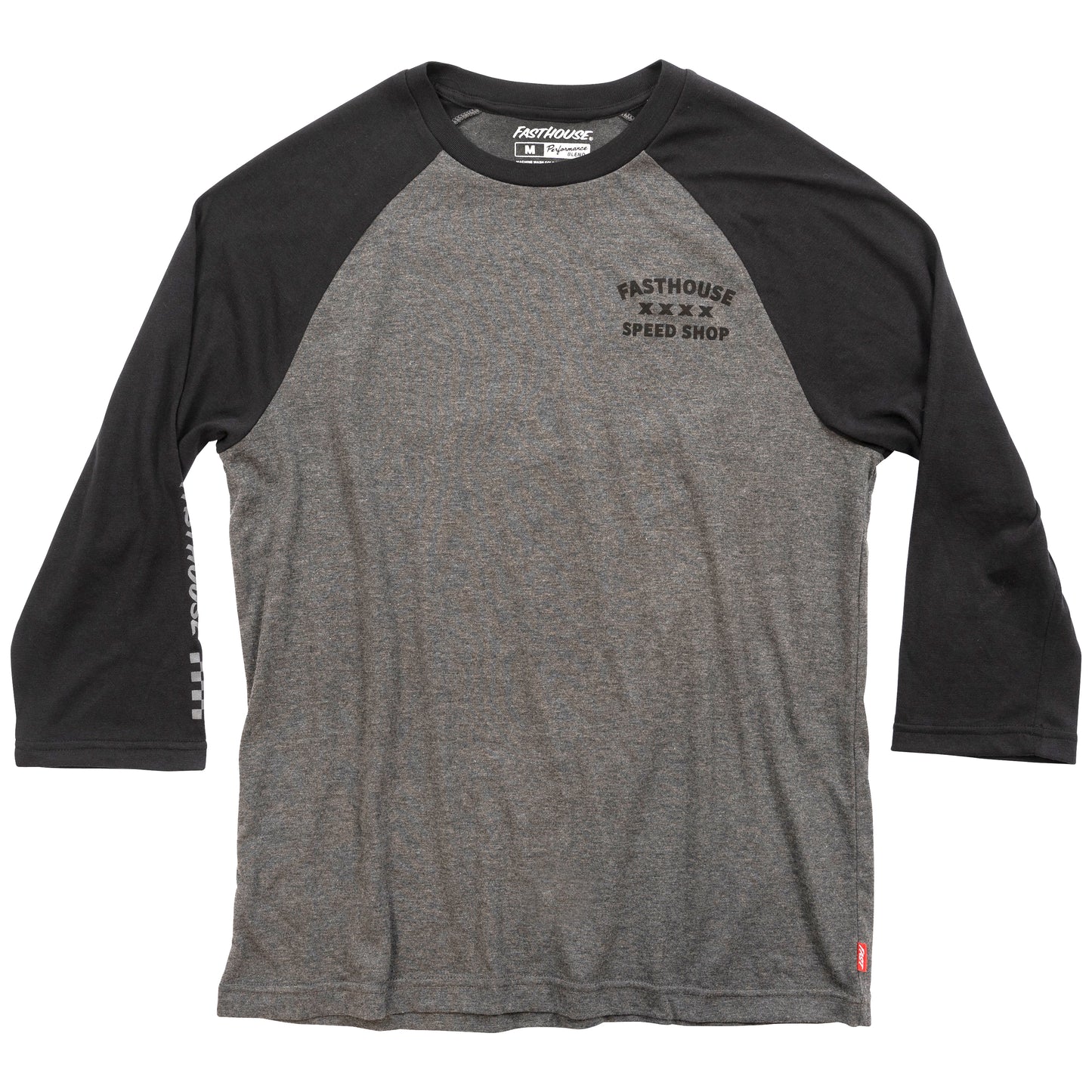 Fasthouse Swift Raglan Tech Tee - XL - Black - Heather Grey - Image 1