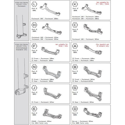 Hope IS Frame Or Fork To Post Caliper Brake Mount - IS Frame Or Fork To Post Caliper - F 160-200mm - R 140-180mm 160-200mm