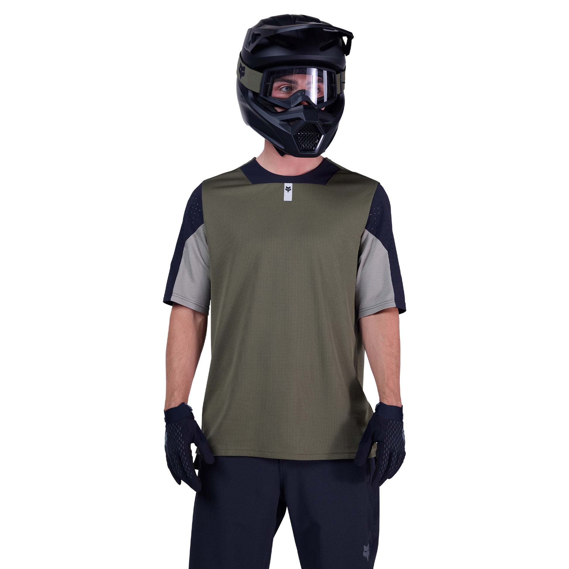 FOX Defend Short Sleeve Jersey - L - Olive Green - Image 3