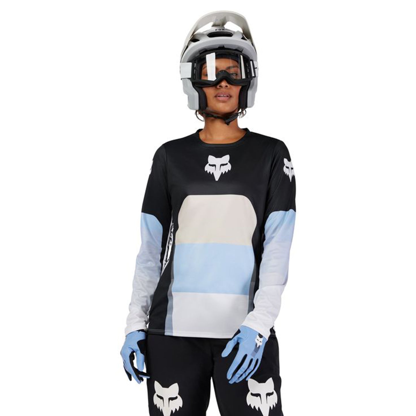 FOX Defend Women's Long Sleeve Jersey - M - Grid Black - Image 3