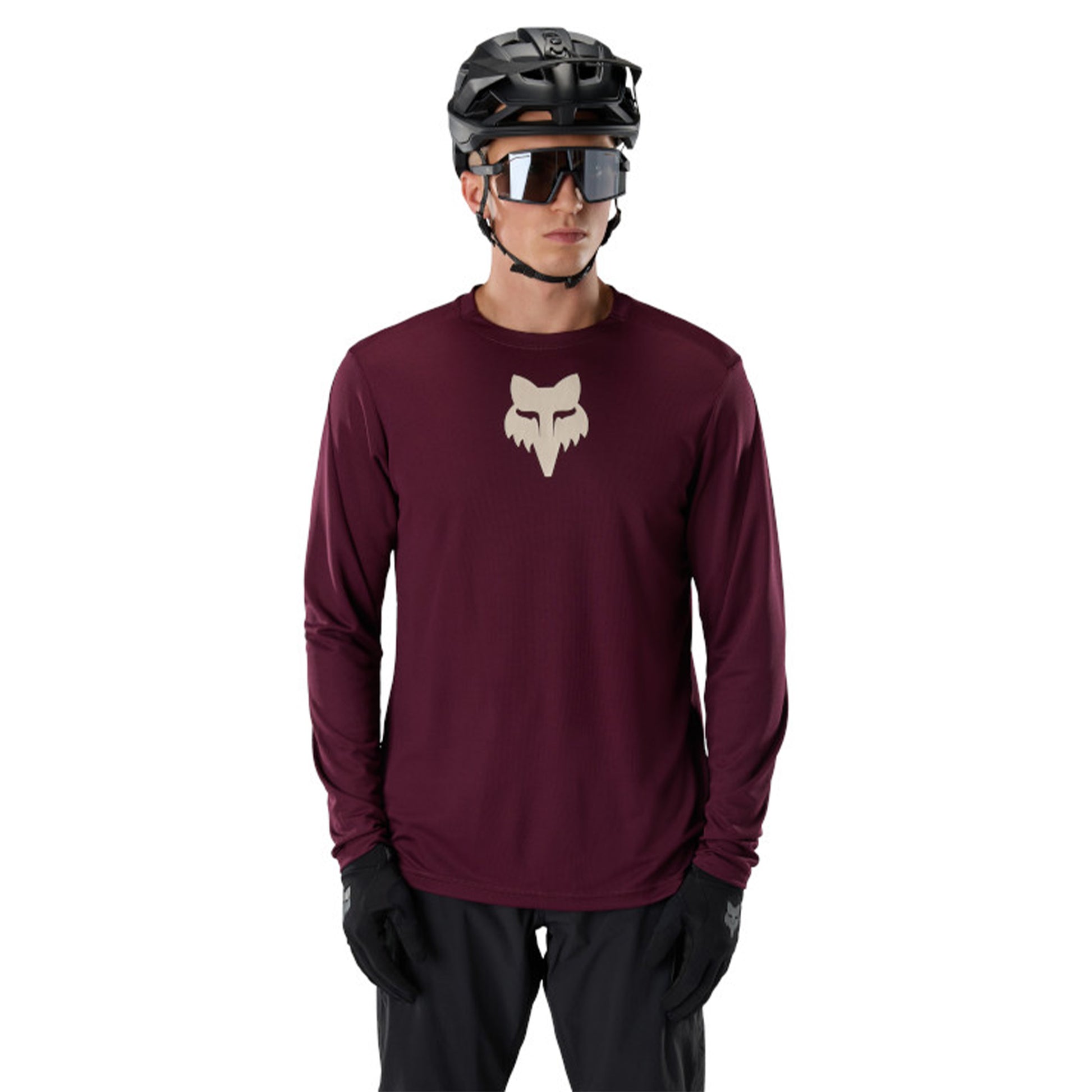 Fox Head Ranger Long Sleeve Jersey - M - Dark Maroon - Image 3