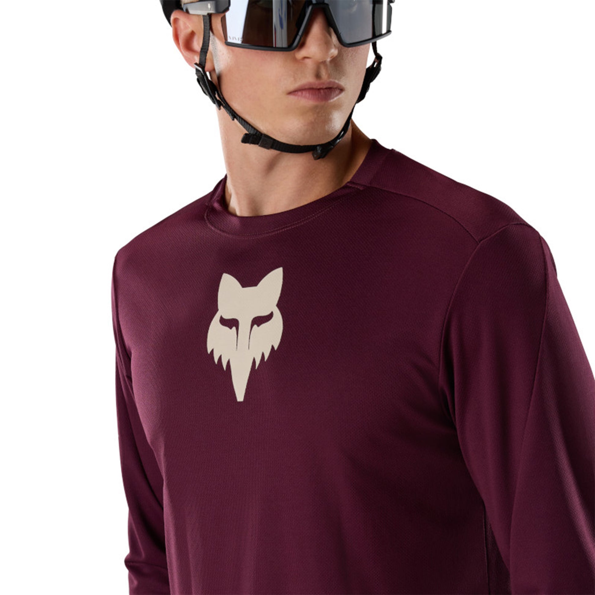 Fox Head Ranger Long Sleeve Jersey - M - Dark Maroon - Image 5