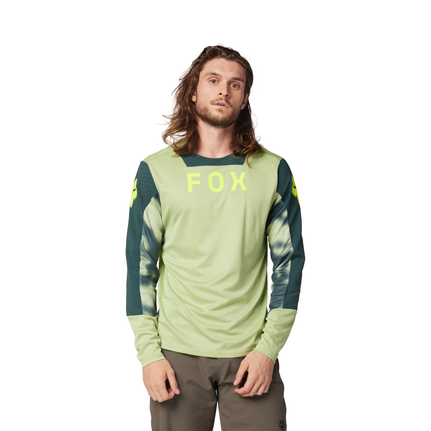 Fox Defend Race Long Sleeve Jersey - M - Pale Green - Image 3