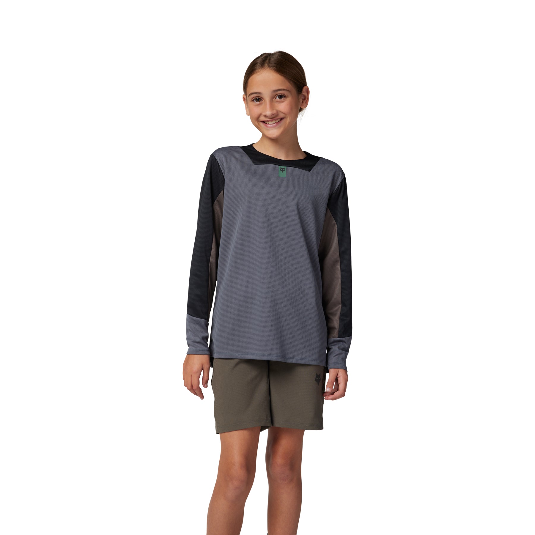 Fox Defend Youth Long Sleeve Jersey - Youth L - Graphite - Image 1